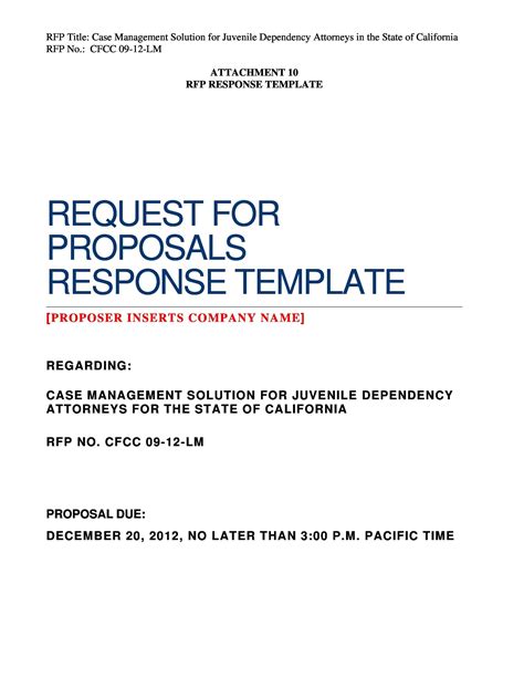 Rfp Bid Template