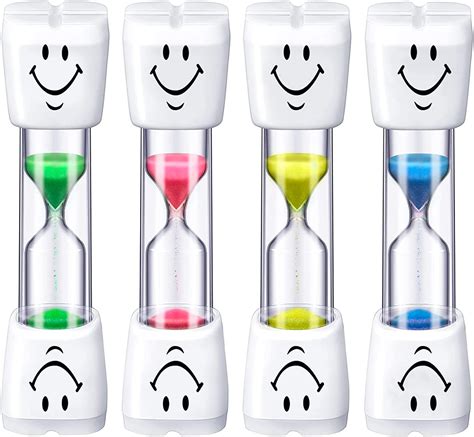 4 Pieces Kids Toothbrush Timer Smile Pattern Hourglass 2 Minute
