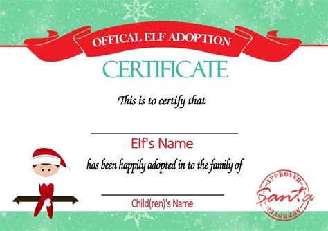 For when parent is deployed during. Honorary Elf Certificate - Honorary Elf Certificate ...