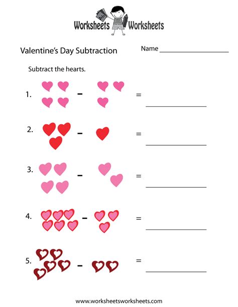 Clock worksheets math practice worksheets first grade math worksheets alphabet worksheets preschool worksheets coloring worksheets coloring pages teacher treats telling time. valentine's worksheets free | Valentine's Day Subtraction ...