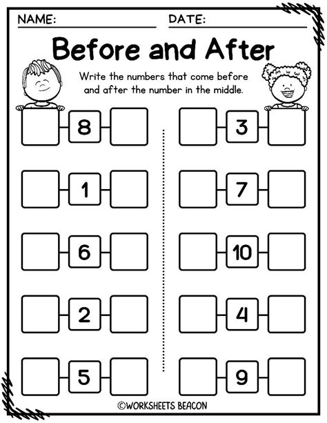Before And After Numbers To 20 Worksheets