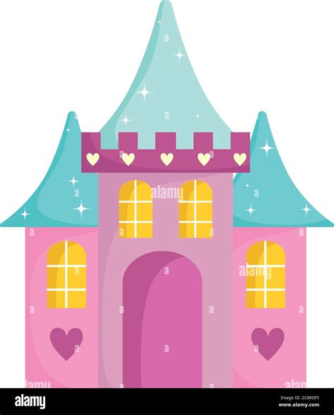 Cute Castle Fairy Tale Fantasy Cartoon Isolated Icon Design Vector