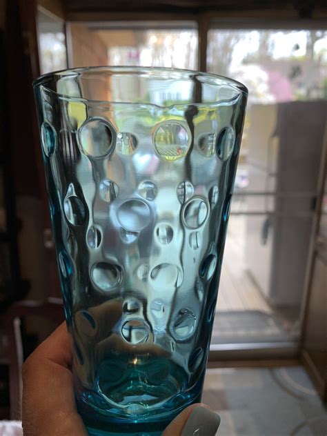 Hazel Atlas Capri Dot Glasses Turquoise Azure Blue Glass H X