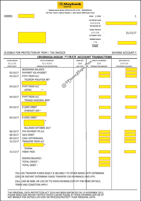 Surat akaun sumpah/bil/resit/notis tuntutan asal daripada. Salinan Akaun Bank Maybank