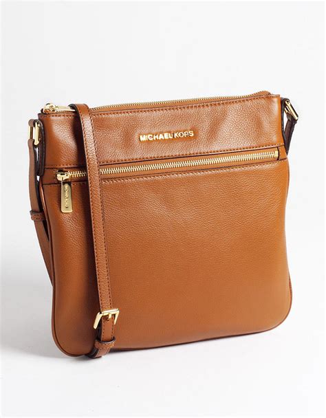 Michael Michael Kors Bedford Flat Leather Crossbody Bag In Brown Lyst