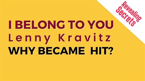 I Belong To You From Lenny Kravitz Discover Which Sounds Made This