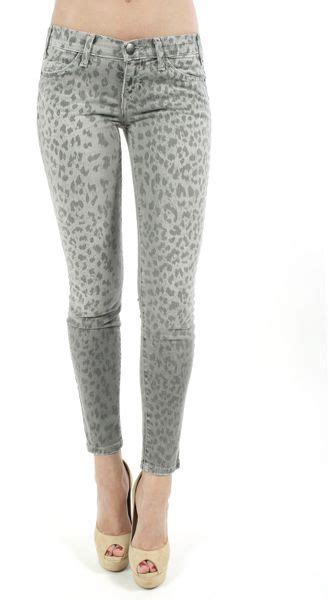 Current Elliott Leopard Print Skinny Jeans In Gray Grey Lyst