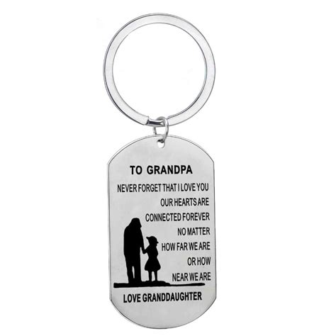 To Grandpa Love Granddaughter Stainless Steel Keyring Birthday T For