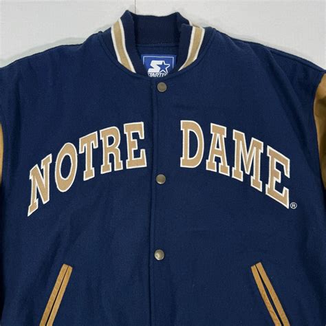 Vintage Starter Jacket Mens Large Notre Dame Fighting Irish Letterman