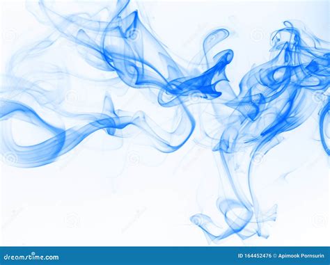 Blue Smoke Abstract On White Background Movement Of Ink Water On White