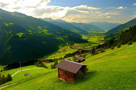 Download Forest Valley Landscape Mountain House Man Made Village Hd