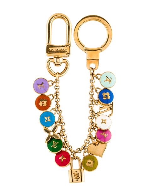 Gold Tone Louis Vuitton Looping Bag Charm With Multicolor Enamel Logo