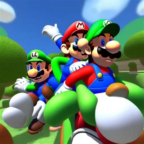 Mario And Luigi Riding Yoshi Openart