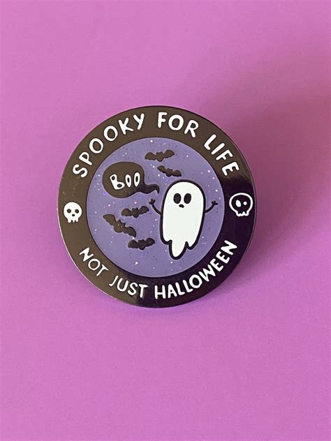 Ghost Pin Halloween Pin Enamel Pin Spooky Pin Sparkly Etsy
