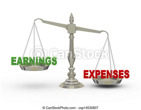 Stock Illustration Of 3d Earnings And Expenses On Scale 3d