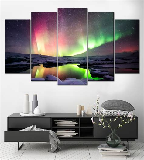 Aurora Borealis Canvas Print Northern Lights Print Colorful Etsy