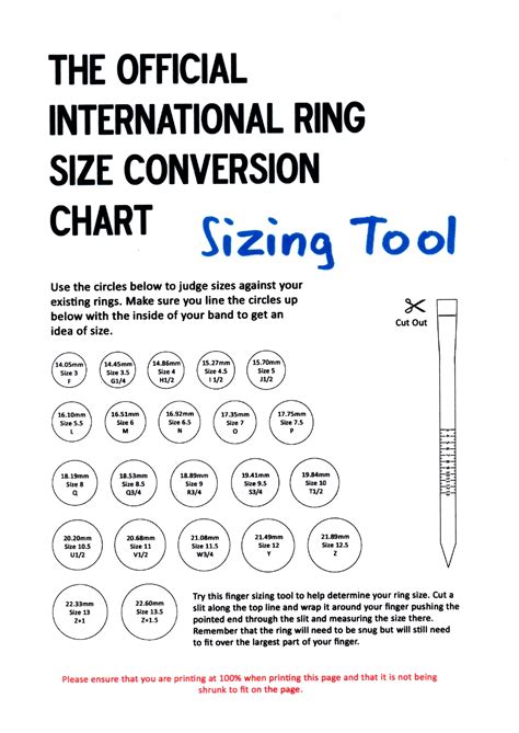Printable Size Chart To Scale Be Inspired 2cre8 Stacking Rings Etsy
