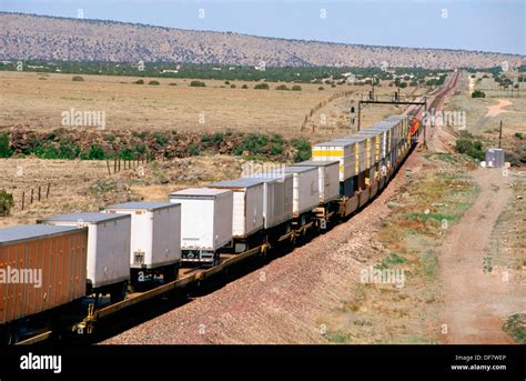 Trailers On Express Freight Train Arizona Usa Stock Photo 61024622
