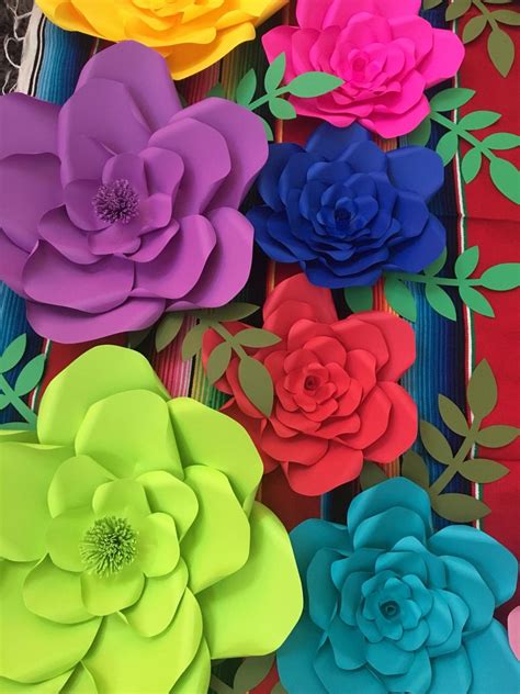 Mexican Fiesta Giant Paper Flowers Set Of 10 Party Decor Etsy