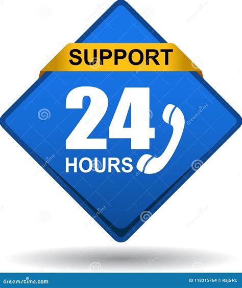 24 Hours Support Web Button Blue Stock Vector Illustration Of Banner