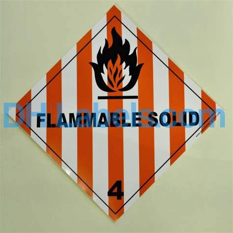 Flammable Solid Hazard Placard Self Adhesive Single Unit X Mm