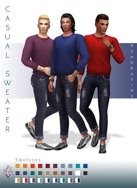 Casual Sweater Sims 4 Maxis Match Male Sweater