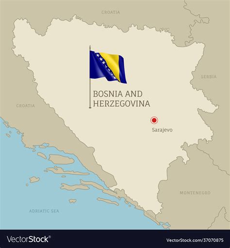 Map Bosnia And Herzegovina Territory Borders Vector Image
