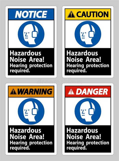 Hazardous Noise Area Hearing Protection Required Stock Vector