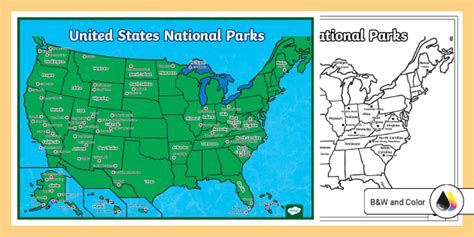 Printable Map Of National Parks Geography Twinkl