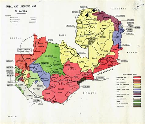 Zambian Tribes Map Map Of Zambian Tribes Eastern Africa Africa
