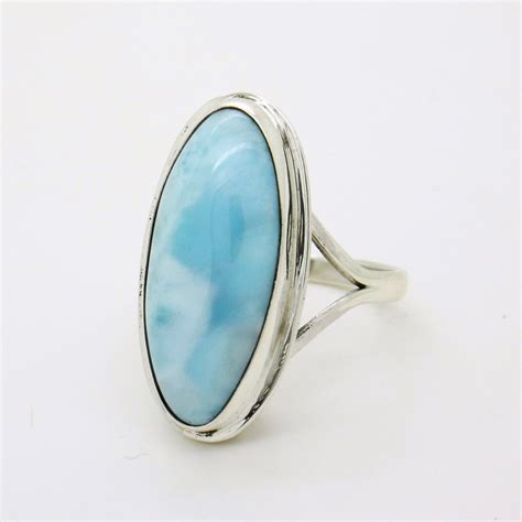 Blue Larimar Ring Sterling Silver Ring Size 8 Artisan Etsy Sterling