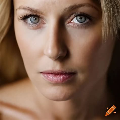 Close Up Portrait Of A Blonde Woman With Captivating Gaze On Craiyon