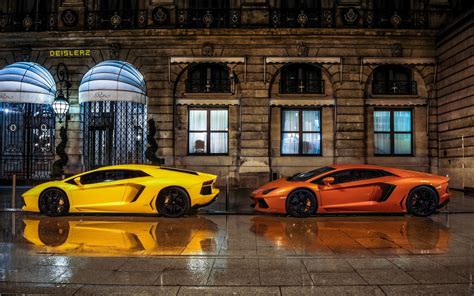 Yellow Orange Lamborghini Lamborghini Aventador Italian Cars Mid