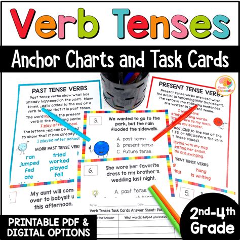 Verb Tenses Task Cards And Anchor Charts Activities