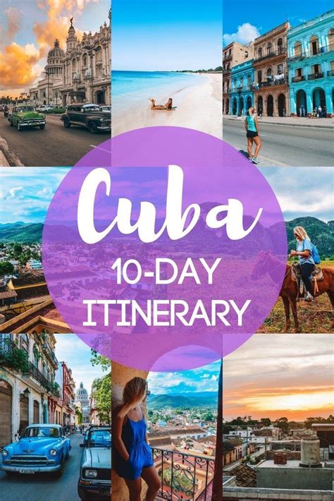 The Collage Of Cubas 10 Day Itinerary Is Featured In This Postcard