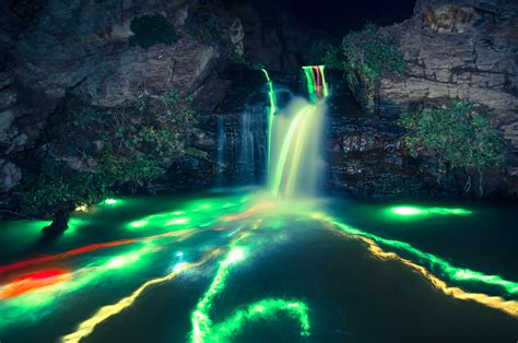 Neon Waterfalls Illuminate Nature At Night Cnet