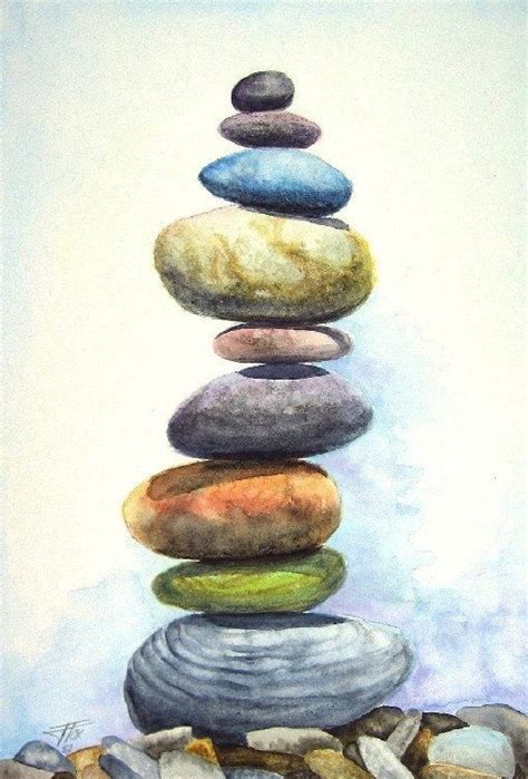 Stacked Rocks Watercolor Print By Studiofox On Etsy Watercolor Print