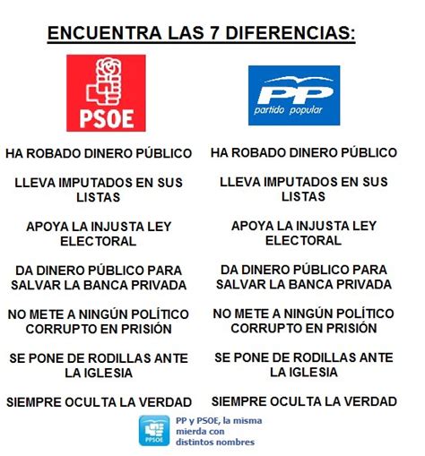 PSOE Y PP Encuentra Las 7 Diferencias Cosas Que Pasan