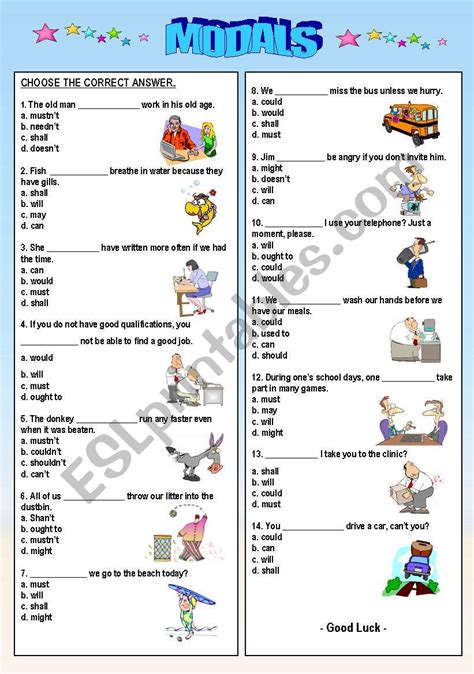 Modals Activity Sheets