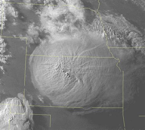 A Satellite Image Of A Supercell Thunderstorm With Overshooting Tops