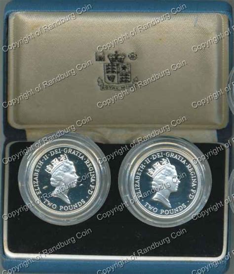 Great Britain 1989 Proof Silver 2 Pounds Twin Set Tercentenary Of