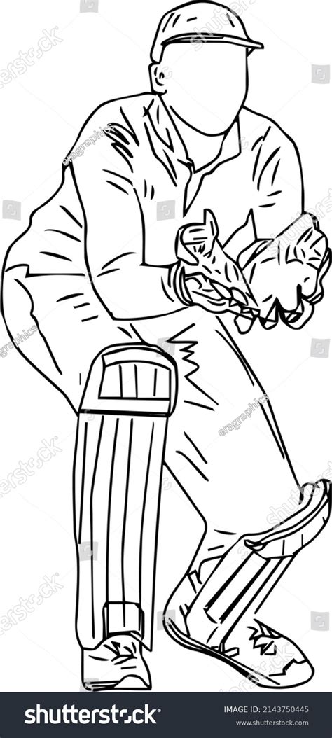Hand Drawn Outline Sketch Drawing Of Cricket Royalty Free Stock