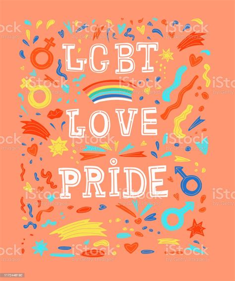 conceptual colorful poster lgbt slogan with text love lgbt pride in flat style vector