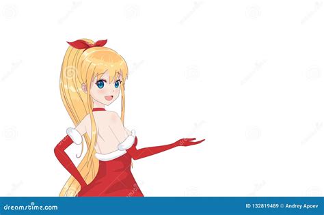 Anime Manga Girl Dressed In Santa Claus Costume Stock Vector Illustration Of Japanese