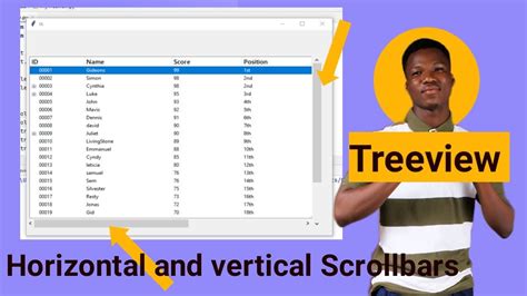 Treeview With Vertical And Horizontal Scrollbars Python Tkinter Gui