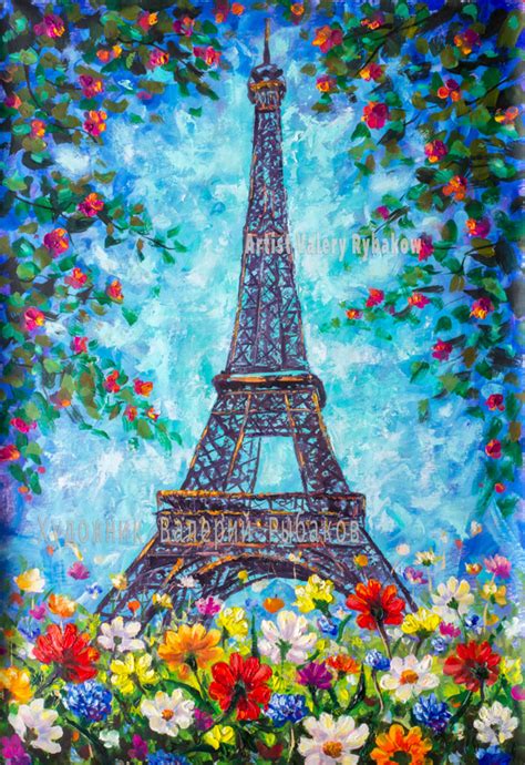 Handmade Oil Painting Spring Eiffel Tower Paris By Rybakow On Deviantart