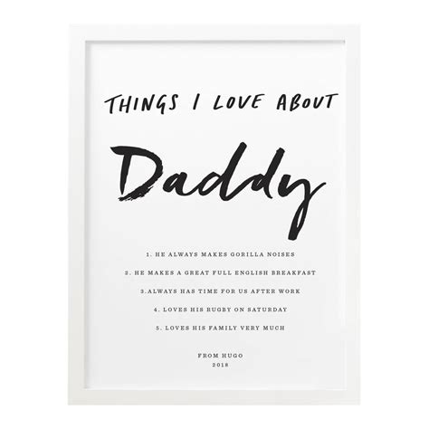 Personalised Things I Love About Dad Print By Old English Company