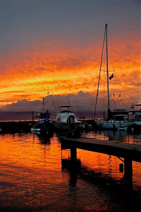 Orange Sunset Over Lahaina Harbor In Maui Hawaii Totaly Outdoors