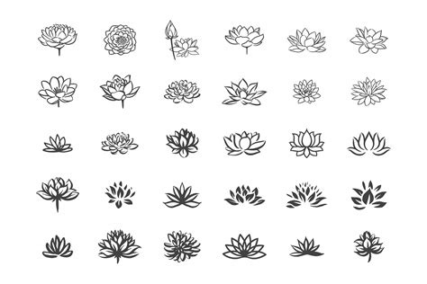 Abstract Vector Lotus Flower Symbol Icon Set