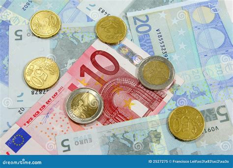 Euro Notes And Coins Stock Image Image Of Bank Notes 2527275